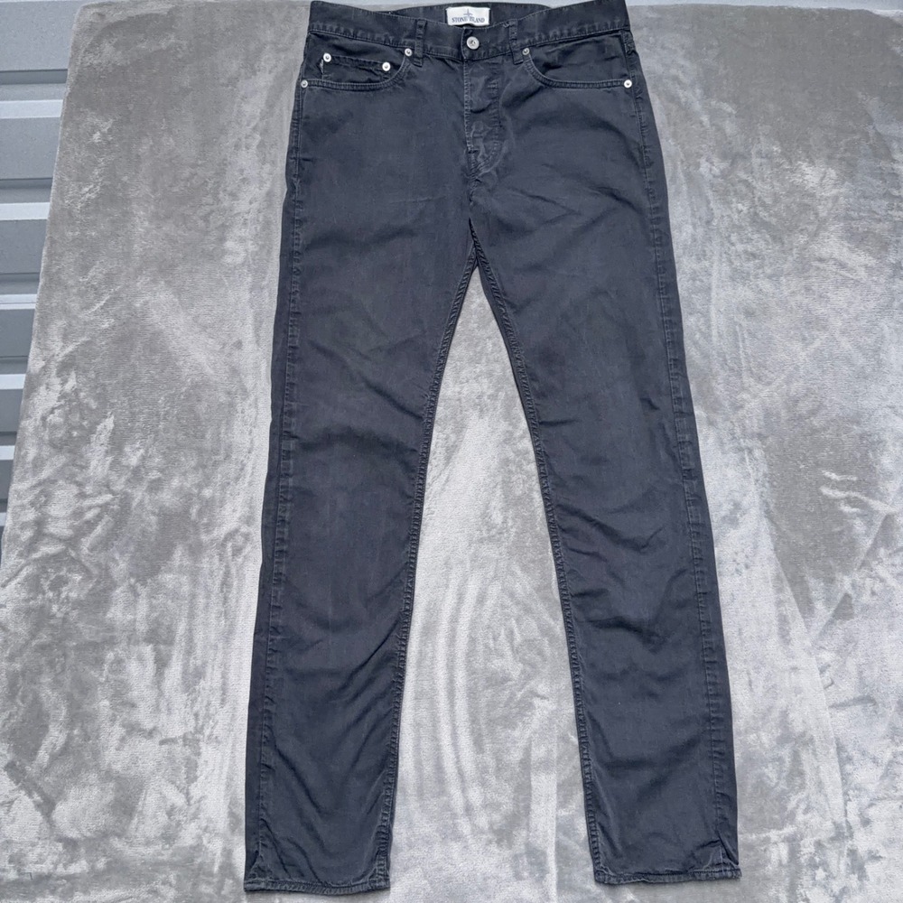 Stone Island SL Trousers Men 32x34 Black Cotton Chino Straight Leg Casual Pants